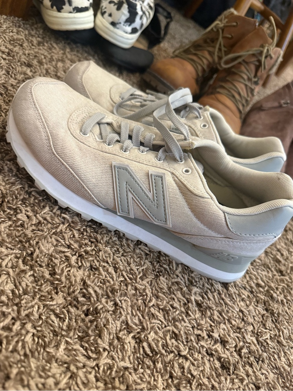 New Balance Beige and Light Gray Casual Sneakers